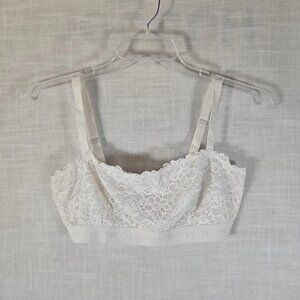 Victoria's Secret Ivory Floral Lace Bralette-Size: XL